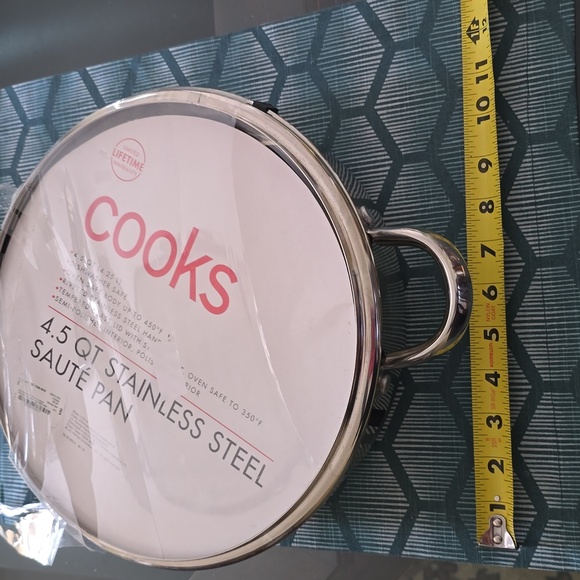 COOKS BRAND 4.5 QUART STAINLESS STEEL SAUTÉ PAN WITH LID - Picture 13 of 13